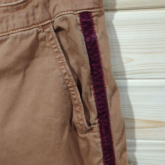 Anthropologie Khaki Chino w/ Burgundy Velvet Trim size 31 - Picture 3 of 10